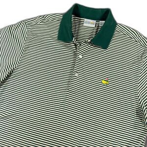 Augusta National Golf Shop Masters Polo Shirt Green White Stripe Pima Cotton L